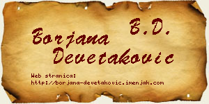 Borjana Devetaković vizit kartica